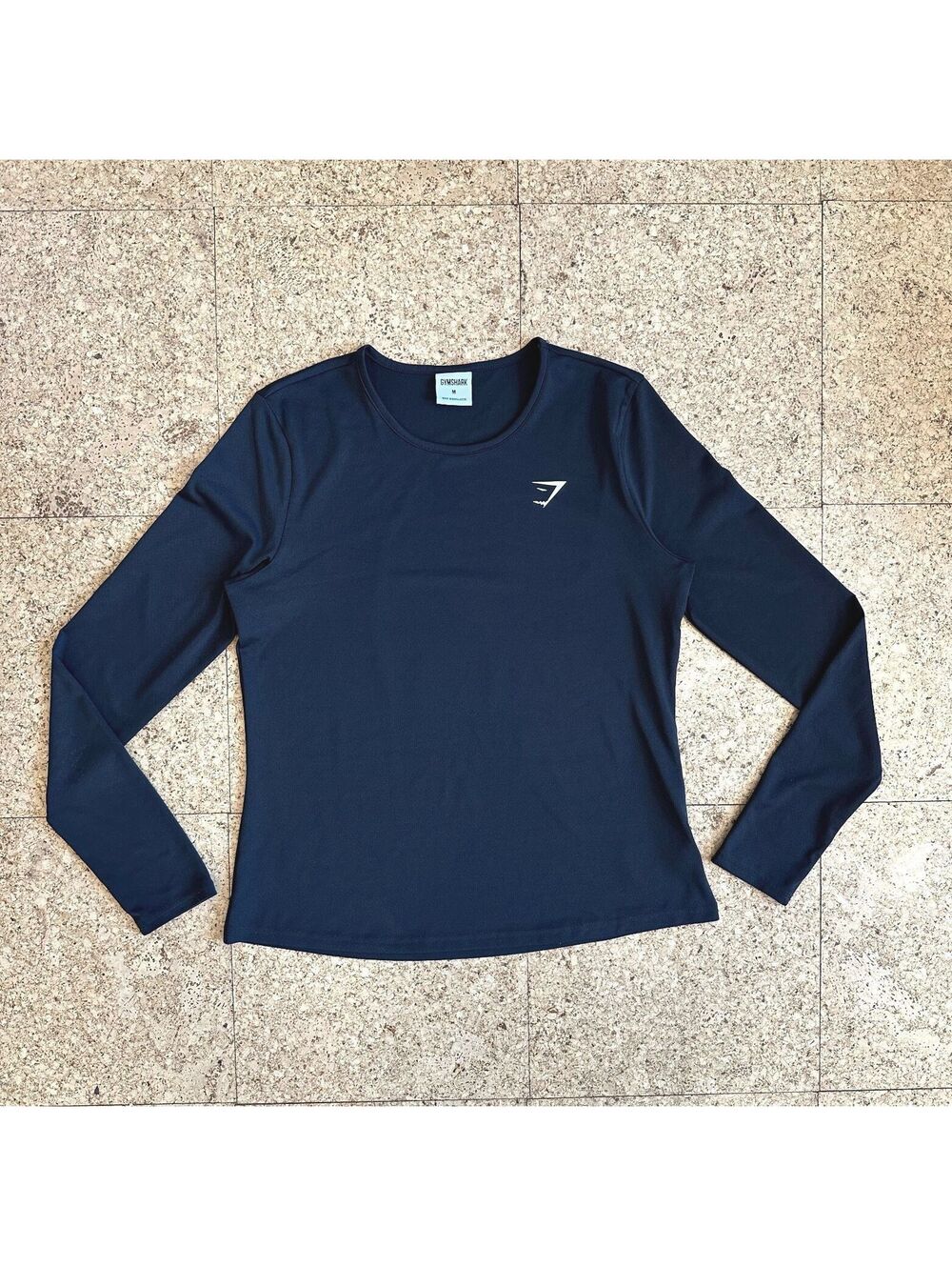 Gymshark Workout Shirt Women's Medium Black Long Sleeve Wicking Fitted Gym Top